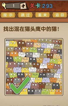 最强的大脑第293关【找出混在猫头鹰中的猫】答案攻略